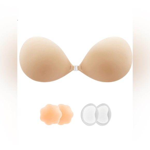 lalaWing Other - NIB Adhesive Bra, Sticky Strapless Fabric Bra Invisible with Nipple Covers Nude